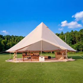 4 Season Bell Tent 13.1FT, Beige Waterproof Glamping Yurt Tent with Stove Jack, Fits 8 People Family Camping Tent for Outdoor Parties & Camping