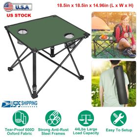 Fresh Fab Finds 1Pc Foldable Camping Table Portable Picnic Table Lightweight Travel Desk with 2 Cup Holders Carrying Bag