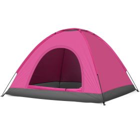 3-4 Person Camping Dome Tent Pink