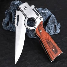 Versatile Tactical Knife with Stainless Steel Blade - Ergonomic Handle, Quick-Deploy Thumb Holes for Ambidextrous Use