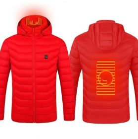 Winter Heated Jacket USB Electric Cotton Coat Zip-up Heater Thermal Clothing Heating Vest For Men (Option: Red Zone2-4XL)