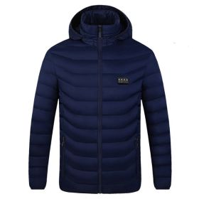 Winter Heated  Plus Size Jacket Electric Heated Clothing (Option: Zone 9single control blu-5XL)