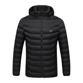 Winter Heated  Plus Size Jacket Electric Heated Clothing (Option: Zone 4single control black-XL)