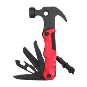 Multifunctional Survival Tools Foldable Outdoor Tool Hammer (Color: Red, Type: Nail Hammer)