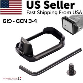 Anodized Aluminum Flared Magwell For Glock 19/17/22/24/31/34/35/37 Gen 1/2/3/4/5 (Color: Black, Model: For G19 GEN 3-4)