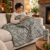Packable Quilted Camping Blanket, 82 x 58 in, Outdoor Throw with Stuff Sack