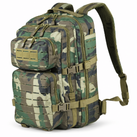 Small Tactical Backpack Assault Pack 40L Military Backpack with Molle for Hiking Hunting Rucksack Trekking (Color: Woodland)