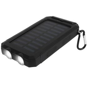 1Pc 1W MAh Solar Power Bank External Battery Pack Dual USB Interface Outdoor Charger With Battery Indicators SOS LED Lights Compass Camping Hikin (Option: Black)